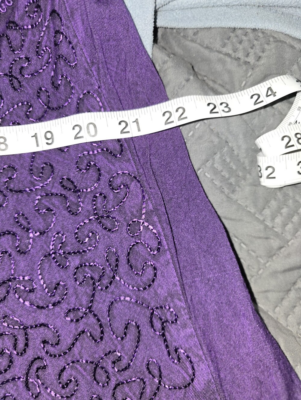 Purple Embroidered Women's Maxi Dress - Boho Scoop Neck - Picture 10 of 12